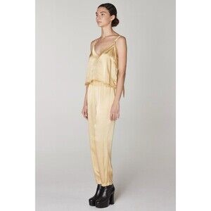 Eliza J & Prince Raquel Allegra Fez Satin Pull On Pants Butter Gold 1 (4/6) NWT